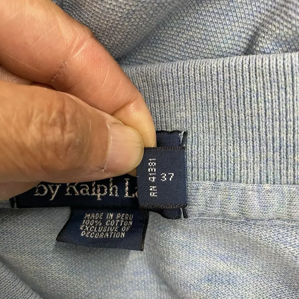 Polo Ralph Lauren Classic Fit Polo Shirt Mens Large Blue Heather Red Pony Preppy